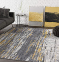 Rugs Grey & Yellow Painted Pattern Area Rug Bold Rugged Contemporary Modern Style Accent, Laguna Collection | Turkish Made Superior Comfort & Construction | Stain Shed Resistant (6' x 9')