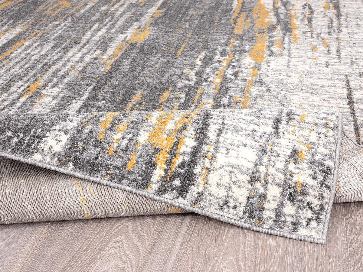 Rugs Grey & Yellow Painted Pattern Area Rug Bold Rugged Contemporary Modern Style Accent, Laguna Collection | Turkish Made Superior Comfort & Construction | Stain Shed Resistant (6' x 9')