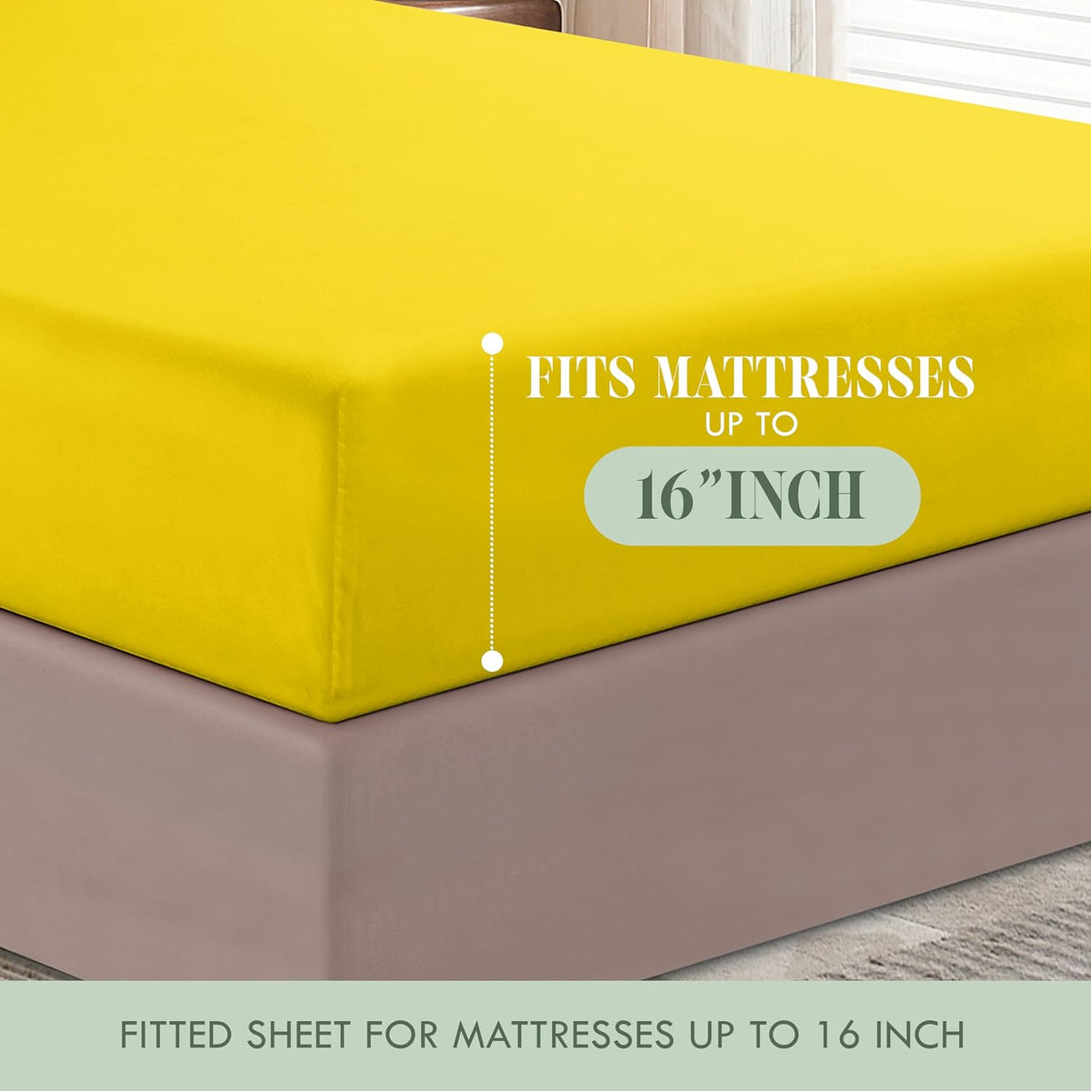 Luxury Soft 1500 Premium Hotel Quality Microfiber Wrinkle and Fade Resistant Cozy 6-Piece Bedding Set, Easy All Around Elastic Fitted Sheet, Deep Pocket, California King, Yellow