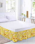 Lemon Bed Skirt Queen Size 16 Inch Drop, Adjustable Elastic Wrap Around Bed Skirts Easy Fitting Dust Ruffle Bedskirt Bed Frame Cover Summer Watercolor Yellow Fruits