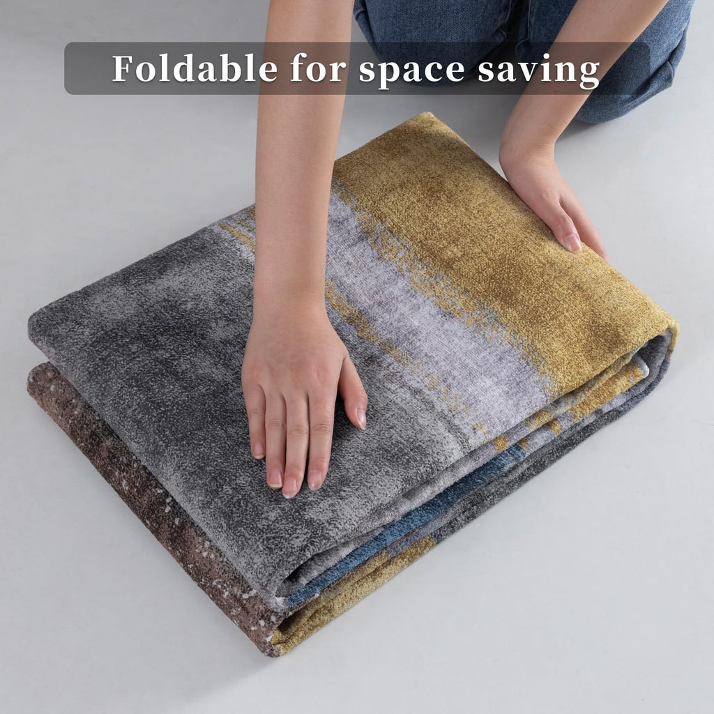 Ciicool Washable Area Rug 2x3 Entryway Rug, Modern Abstract Entry Mat Blue