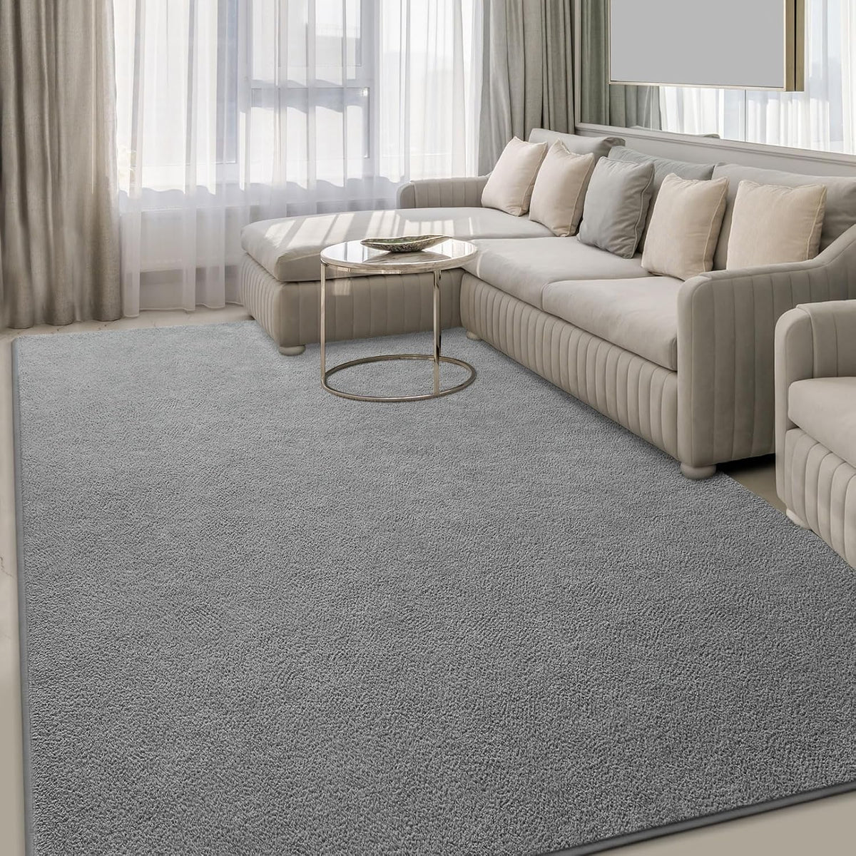 6x9 Grey Memory-Foam Washable Area Rug for Bedroom Living Room