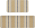 Boho Kitchen Rugs Set of 2 Blue Yellow Polka Dots Striped Print Modern Kitchen Mats for Floor Non Slip Neutral Farmhouse Kitchen Decor Runner Rugs, 17x47 inch and 17x30 inch