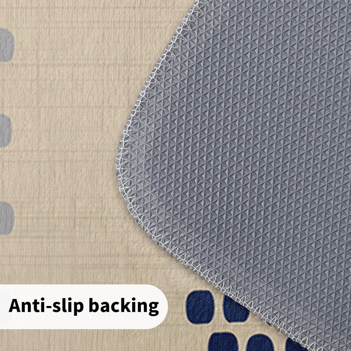 Boho Kitchen Rugs Set of 2 Blue Yellow Polka Dots Striped Print Modern Kitchen Mats for Floor Non Slip Neutral Farmhouse Kitchen Decor Runner Rugs, 17x47 inch and 17x30 inch