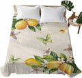 Flat Sheet, 1 Piece Top Sheet Twin Size Yellow Lemon Floral Soft Breathable Bed Sheet Watercolor Butterfly Purple Flower Retro Brushed Microfiber Bed Sheet, Wrinkle Resistant, Fade Resistant Bedding