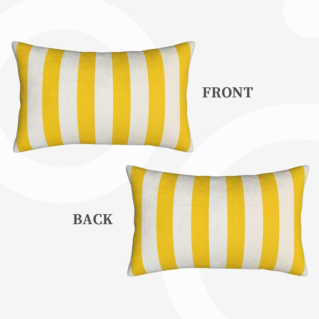 Lemon Yellow Stripes Standard Pillowcases Sets of 2, Ultra Soft Microfiber Plush Pillow Cases 14"X20" Comfort Decorative Throw Pillow Cover with Hidden Zipper for Bedroom, Sofa, Couch