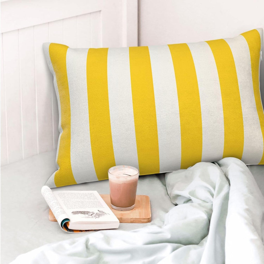 Lemon Yellow Stripes Standard Pillowcases Sets of 2, Ultra Soft Microfiber Plush Pillow Cases 14"X20" Comfort Decorative Throw Pillow Cover with Hidden Zipper for Bedroom, Sofa, Couch