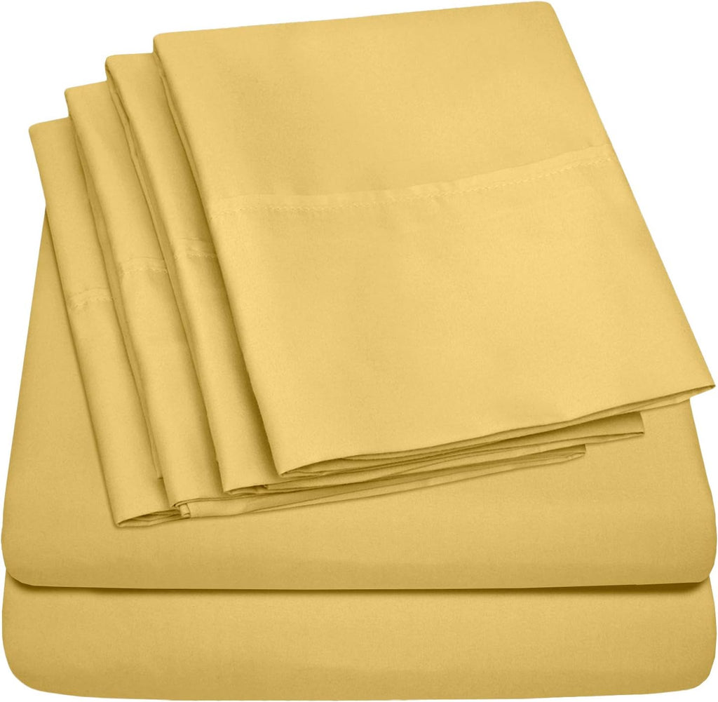 Full Size Bed Sheets - 6 Piece 1500 Supreme Collection Fine Brushed Microfiber Deep Pocket Full Sheet Set Bedding - 2 Extra Pillow Cases, Great Value, Full, Yellow