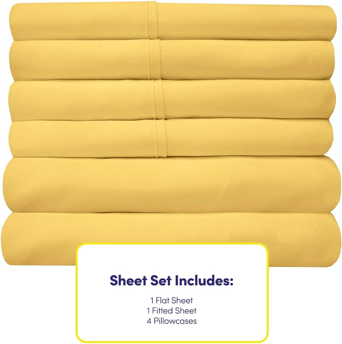 Full Size Bed Sheets - 6 Piece 1500 Supreme Collection Fine Brushed Microfiber Deep Pocket Full Sheet Set Bedding - 2 Extra Pillow Cases, Great Value, Full, Yellow
