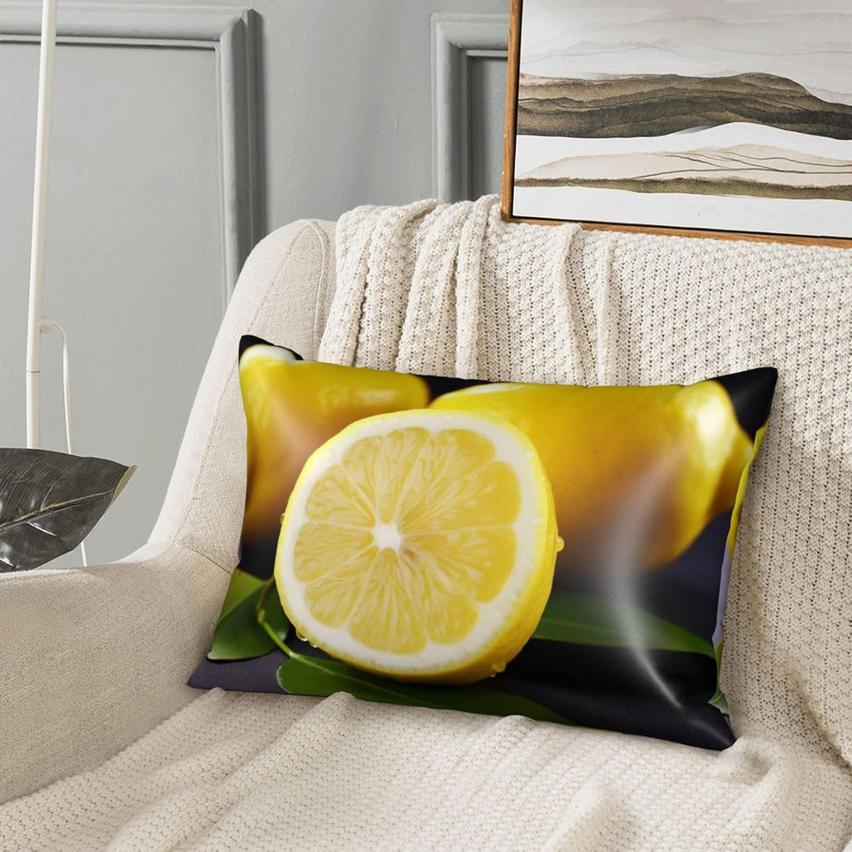 Satin Pillowcase for Hair and Skin Silk Pillow Cases Queen Size Satin Pillow Cover 20x30 Inches Yellow Lemon Pillowcases with Zipper Cooling Pillow Cases Gifts for Women Men