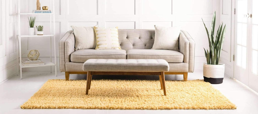 Davos Shag Collection Area Rug - Solid (5' 3" x 8' Rectangle, Sun Yellow)