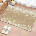 Rectangle Area Rug 2x3ft, Christmas Snowflake Yellow Star on Brown Non Slip Floor Mat, Winter Snow Scene Non Shedding Washable Floor Carpets for Living Room Bedroom Home Decor