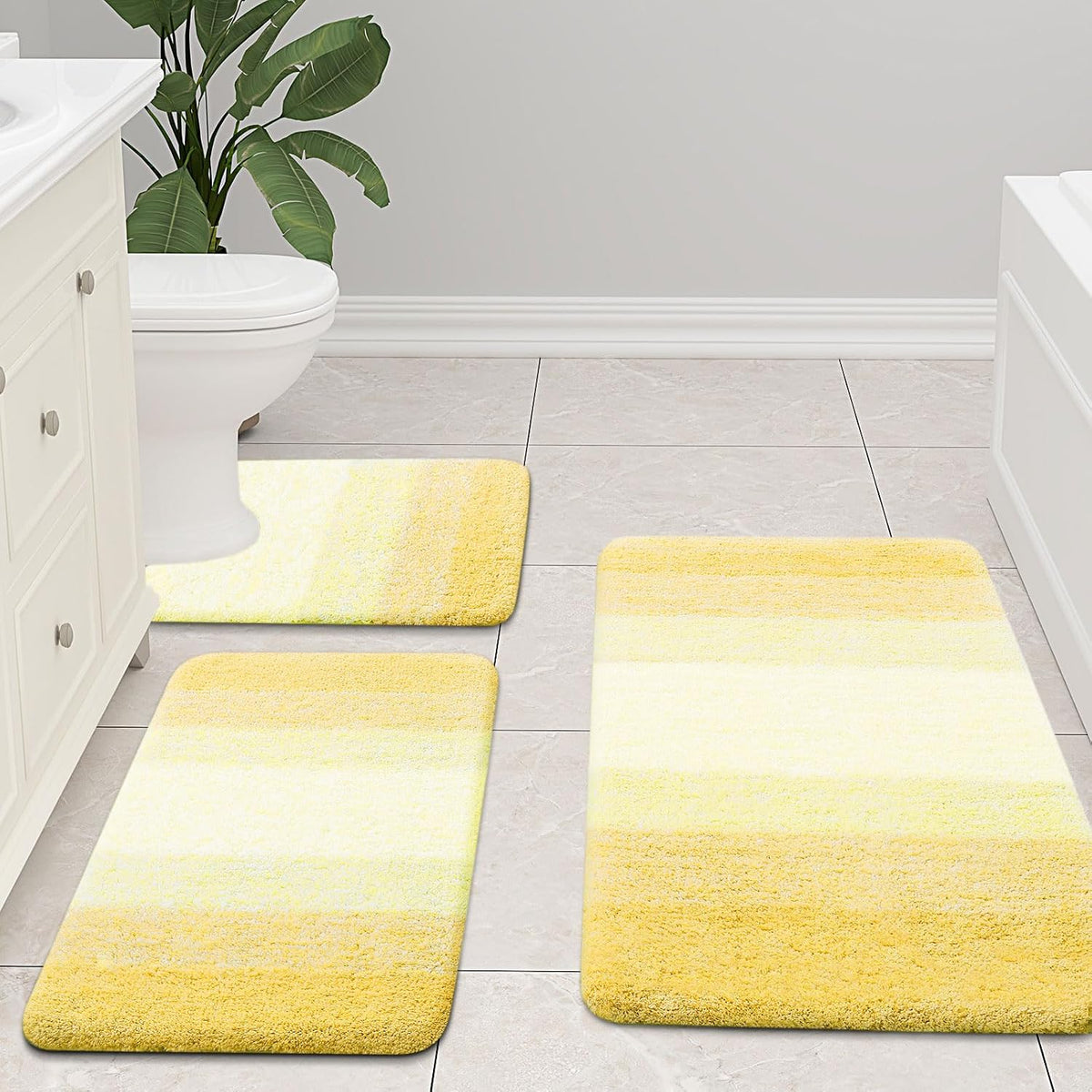 Microfiber Bathroom Rugs, Shaggy Soft Absorbent Bath Rug, 47x24