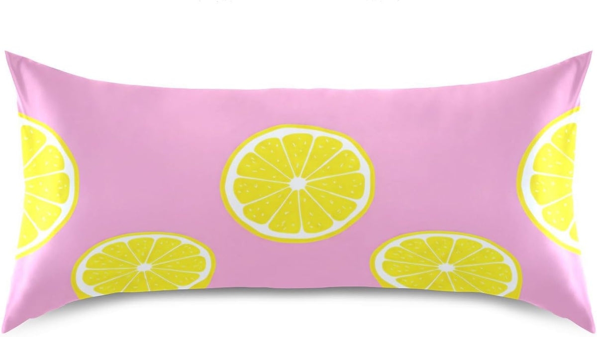 Yellow Lemons Satin Pillowcase for Hair and Skin, Soft Breathable Pillow Case Anti-Wrinkle Cooling Silk Pillow Cover with Envelope Closure for Bedroom, Standard 20 x 26 Inches