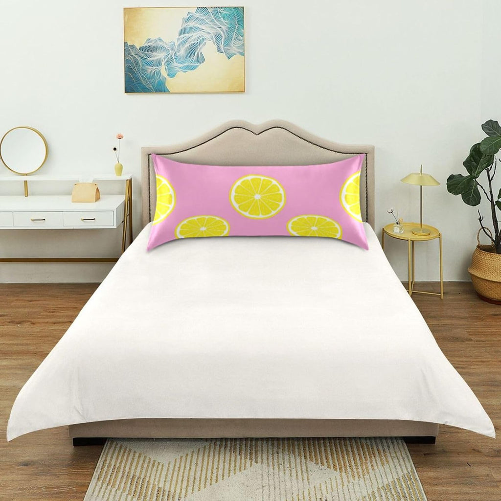 Yellow Lemons Satin Pillowcase for Hair and Skin, Soft Breathable Pillow Case Anti-Wrinkle Cooling Silk Pillow Cover with Envelope Closure for Bedroom, Standard 20 x 26 Inches