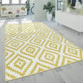 Modern Area Rug with Moroccan Diamond Pattern in Pastel Yellow-White, Size: 2'4" x 8'2"