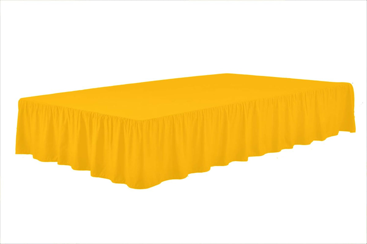Wrap Around Solid Microfiber Luxury Hotel Quality Fabric Bedroom Gathered Ruffled Bedding Bed Skirt 14 Inch Drop (Queen, Yellow)