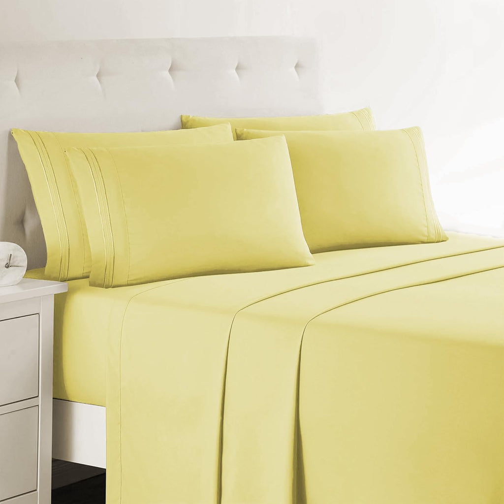 Twin XL Sheets, 5 Piece Set - Hotel Luxury Bed Sheets, Super Soft Bedding Set, Twin XL Size, Mellow Yellow