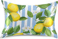 Yellow Lemon Stripe Satin Pillowcase for Hair and Skin Body Body Pillow Cases Standard Size 20"X26" Super Soft Pillow Case with Envelope Closure for Sleeping