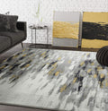 Porto PRT140C Contemporary Grey and Yellow Abstract Area Rug 5'3"x7'6"