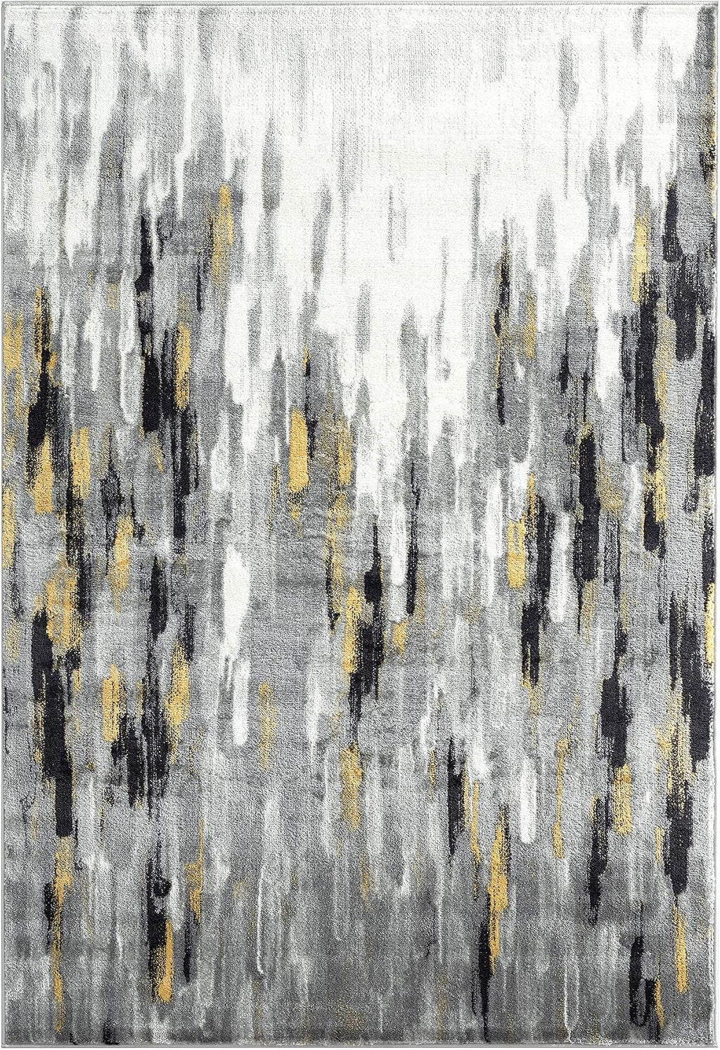 Porto PRT140C Contemporary Grey and Yellow Abstract Area Rug 5'3"x7'6"