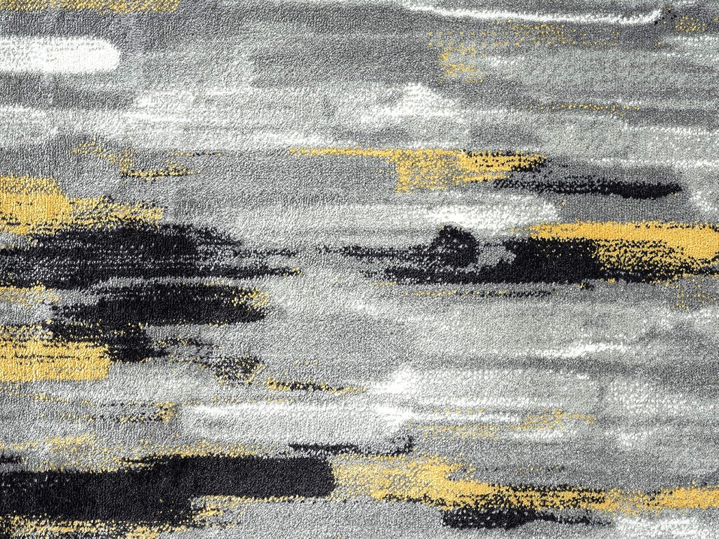 Porto PRT140C Contemporary Grey and Yellow Abstract Area Rug 5'3"x7'6"