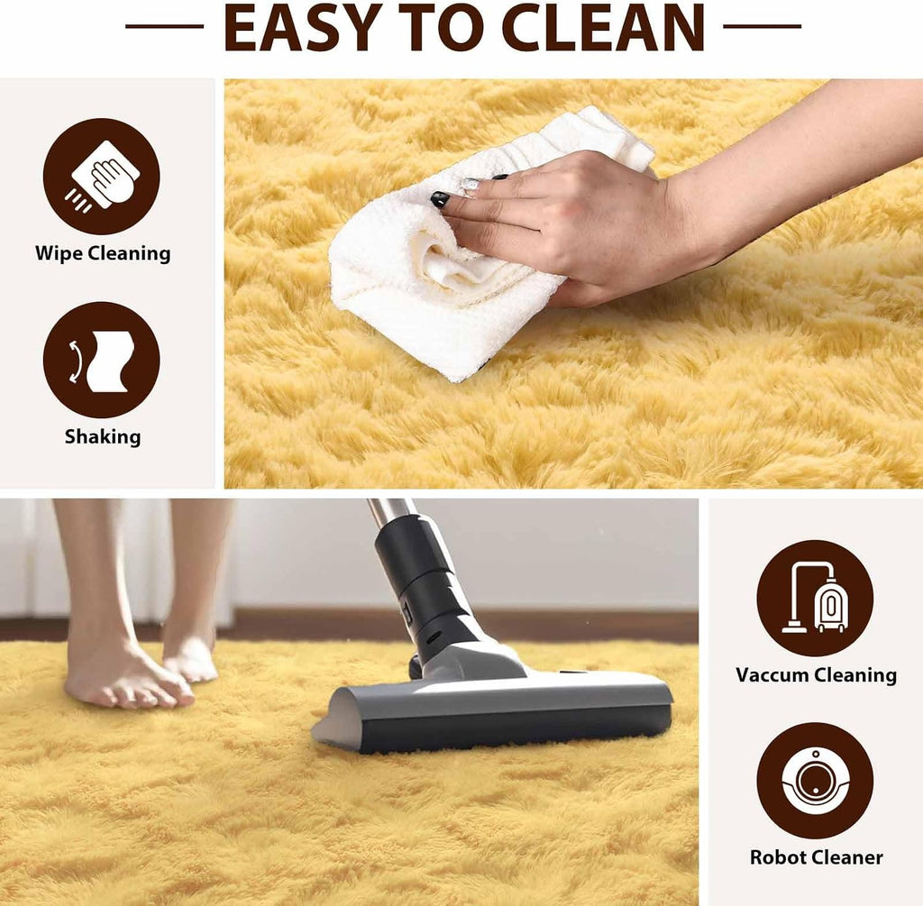 6x9 Large Rugs for Living Room Fluffy Carpet (Yellow)