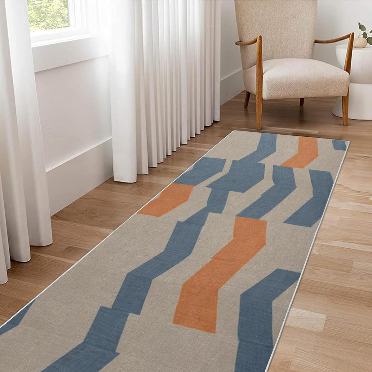 3x4ft Abstract Geometry Area Rug – Premium Low Pile Non-Slip Carpet for Living Room, Bedroom & Office – Modern Nordic,Washable Contemporary Home Decor Rug Yellow Q1765