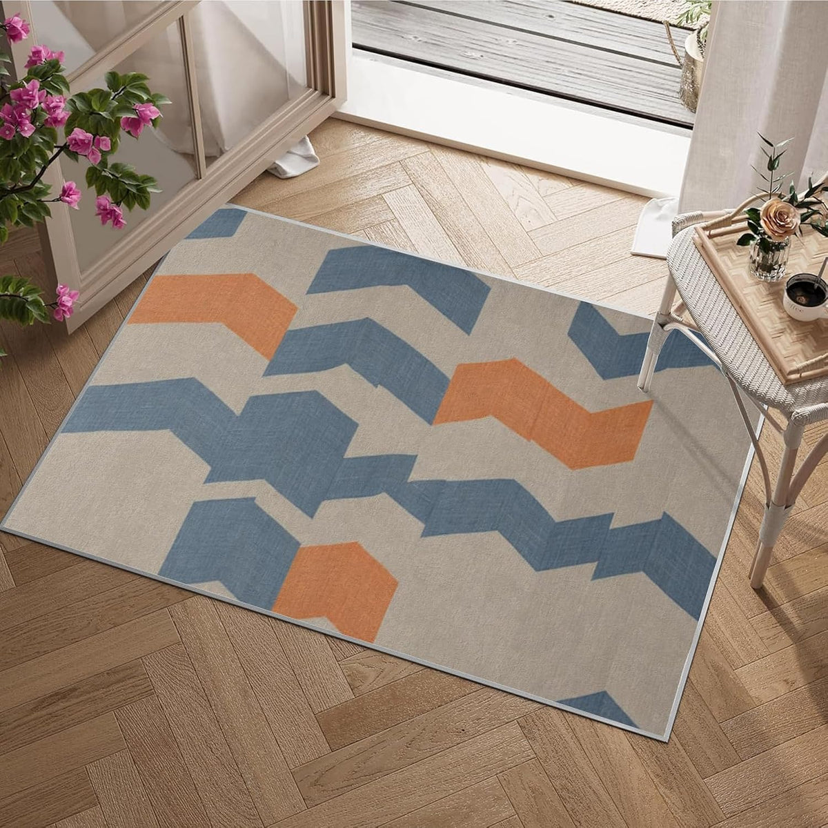 3x4ft Abstract Geometry Area Rug – Premium Low Pile Non-Slip Carpet for Living Room, Bedroom & Office – Modern Nordic,Washable Contemporary Home Decor Rug Yellow Q1765