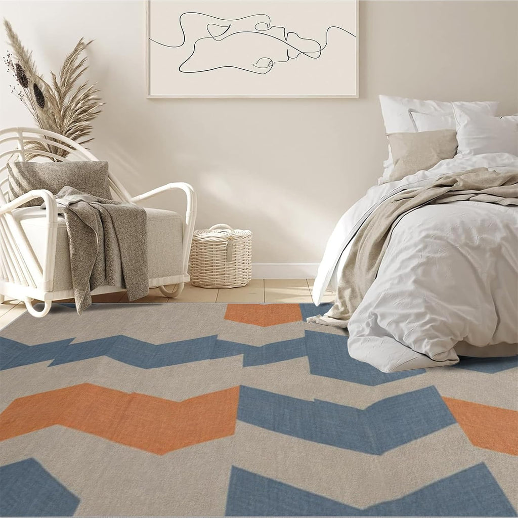 3x4ft Abstract Geometry Area Rug – Premium Low Pile Non-Slip Carpet for Living Room, Bedroom & Office – Modern Nordic,Washable Contemporary Home Decor Rug Yellow Q1765