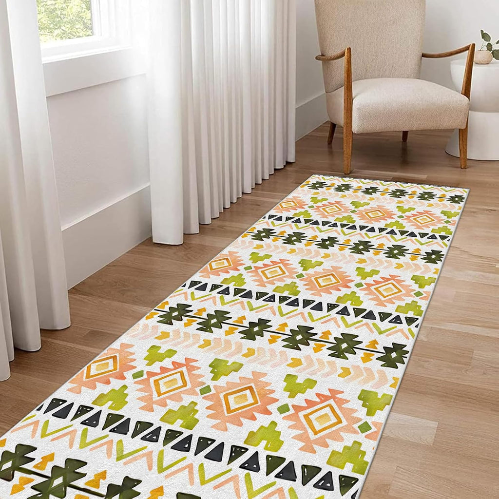 Modern Aesthetics Non-Slip Area Rug – Soft Low Pile Abstract,Machine Washable Rug for Living Room, Bedroom, Hallway – Easy Clean Decorative Home Carpet Yellow