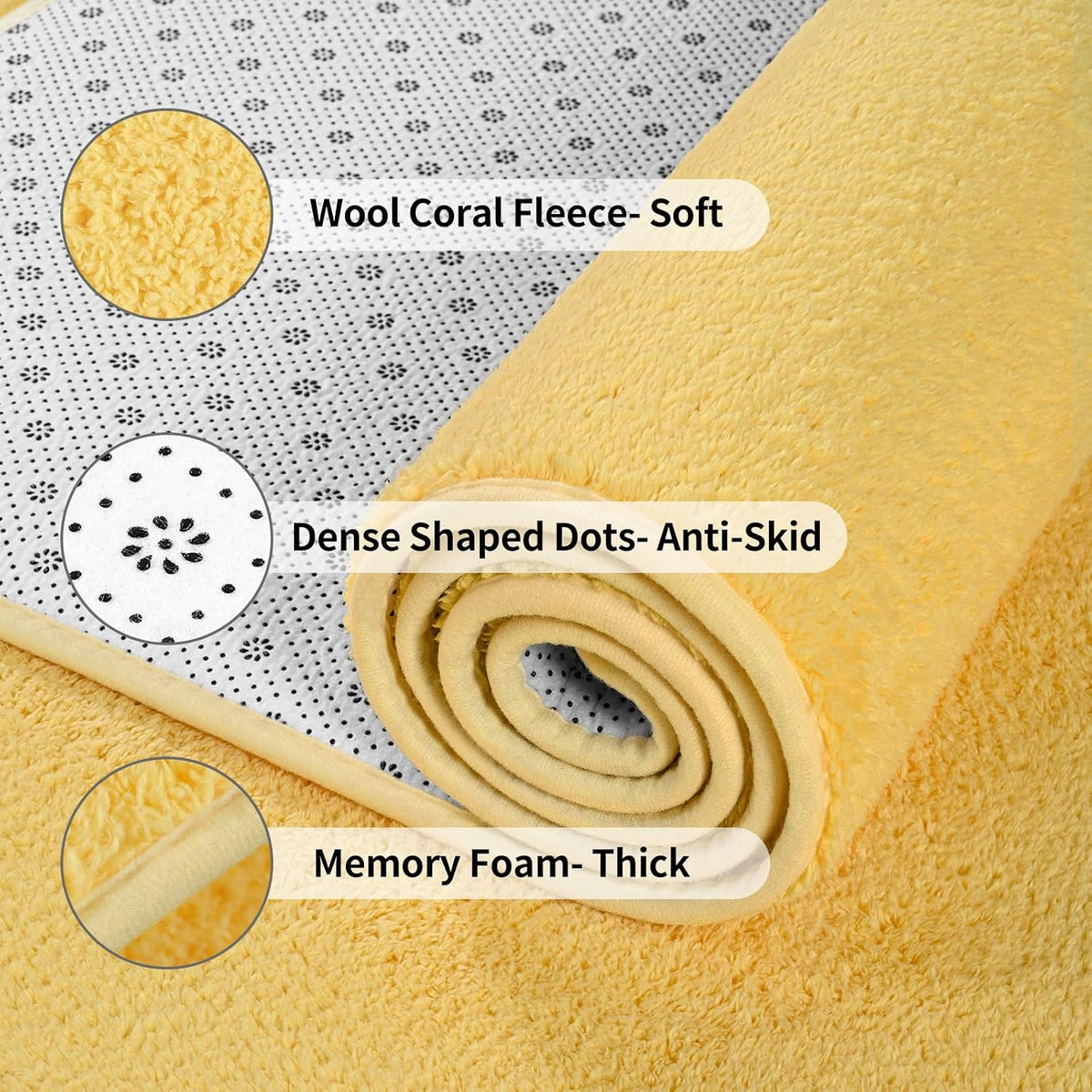 Area Rugs for Bedroom Living Room, 5x8 Yellow Super Soft Comfy Thickened Memory-Foam Indoor Carpets, Modern Aesthetic Minimalist Carpet for Boys Girls Adults Apartment Nursery Home Décor