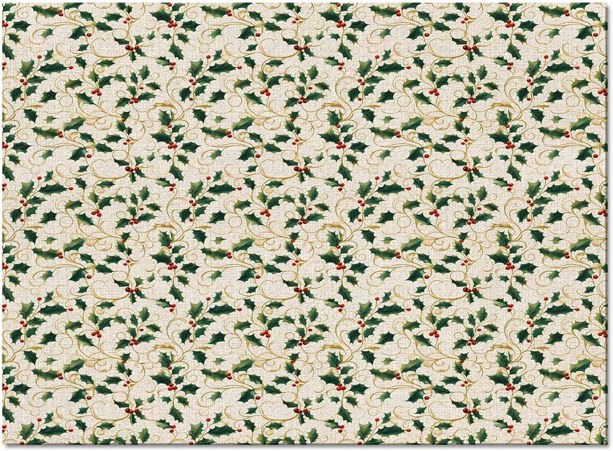 Christmas Green Yellow Berry Area Rug for Living Room 2.7x5 Modern Rug Washable Abstract Area Rug Large Non Slip Winter Botanical Xmas Plants Beige Floor Carpet Mat Soft Indoor Rug for Bedroom Nursery